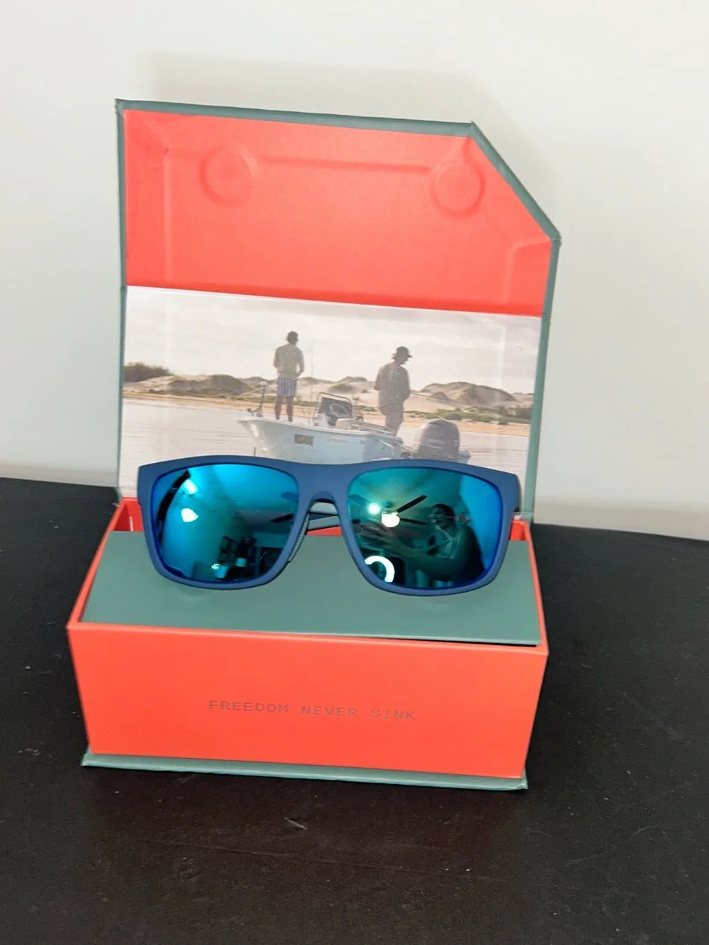 Polarized Blue Frame Sunglasses with Blue Mirrored Lenses